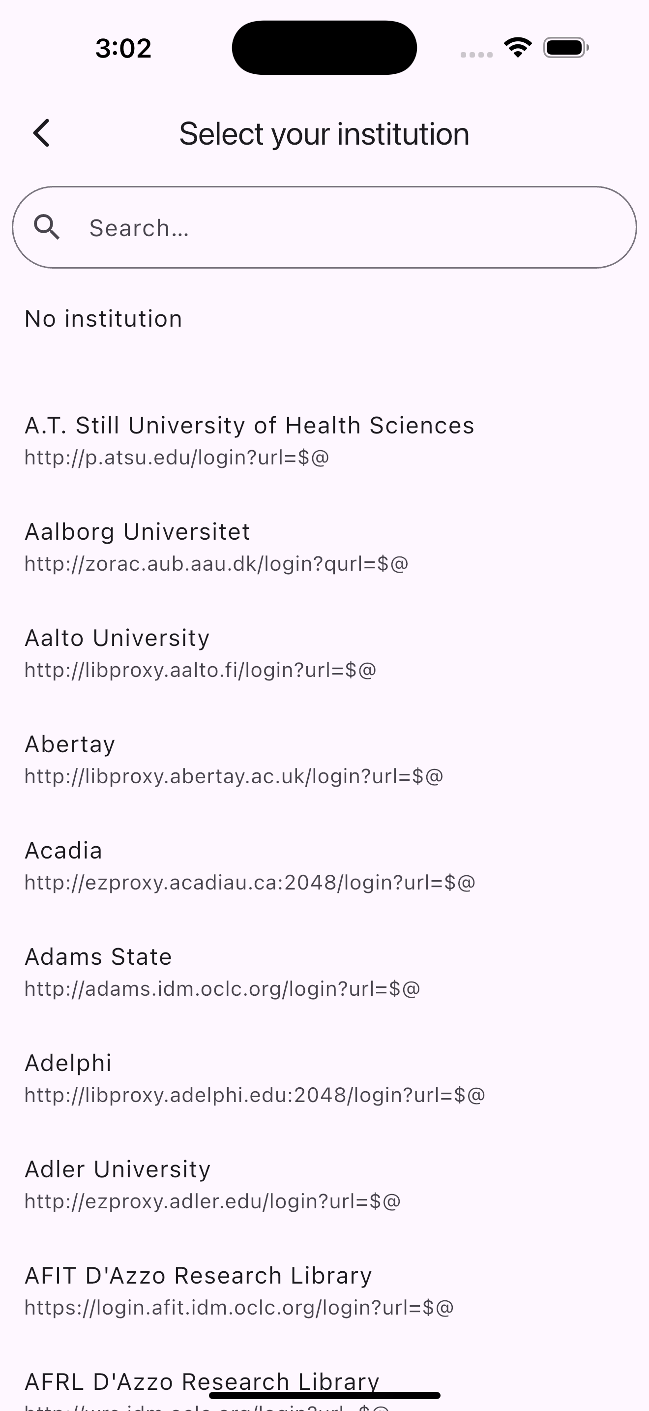 Screenshot showing the list of available proxies