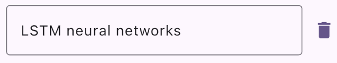 Screenshot showing the keyword text field