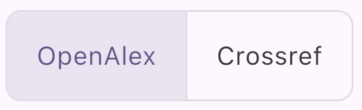 Screenshot showing the OpenAlex toggle button active