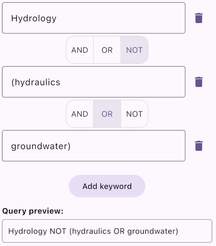 Screenshot showing a query using parentheses